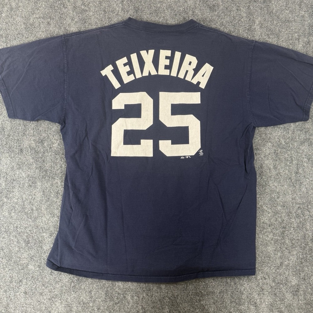 Majestic New York Yankees Mark Teixeira #25 Navy Shirt, Men's XL MLB Licensed